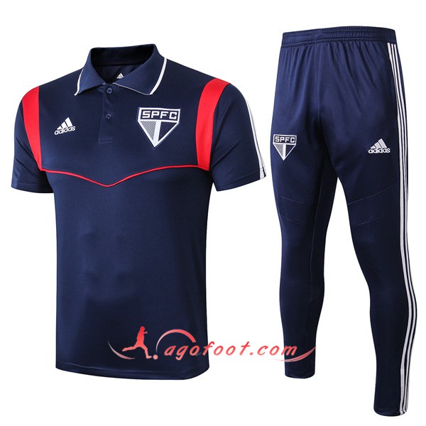 Ensemble Polo Sao Paulo FC + Pantalon Bleu Fonce 19/20