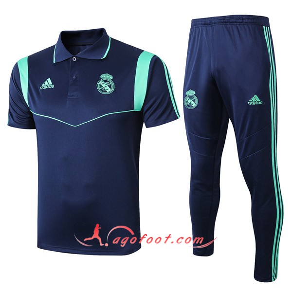 Ensemble Polo Real Madrid + Pantalon Bleu Fonce 19/20
