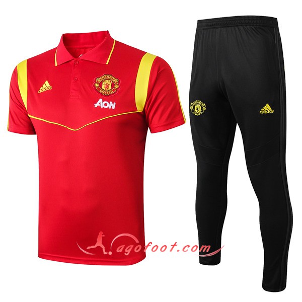 Ensemble Polo Manchester United + Pantalon Rouge 19/20