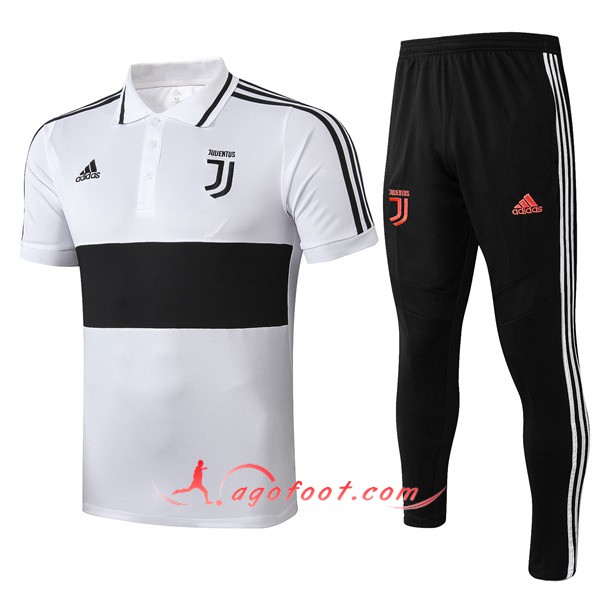Ensemble Polo Juventus + Pantalon Blanc Noir 19/20