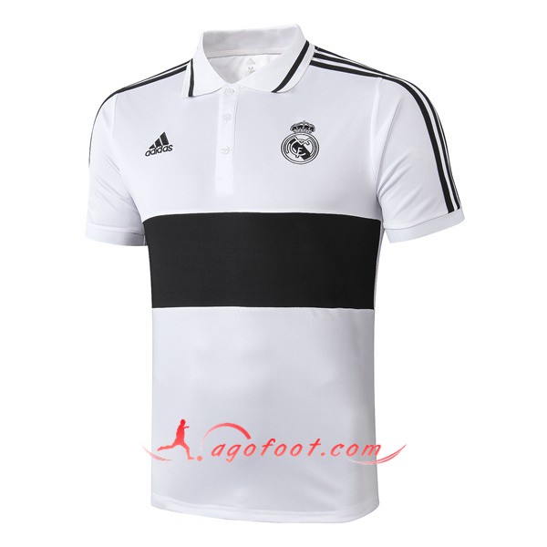 Polo Foot Real Madrid Noir Blanc 19/20