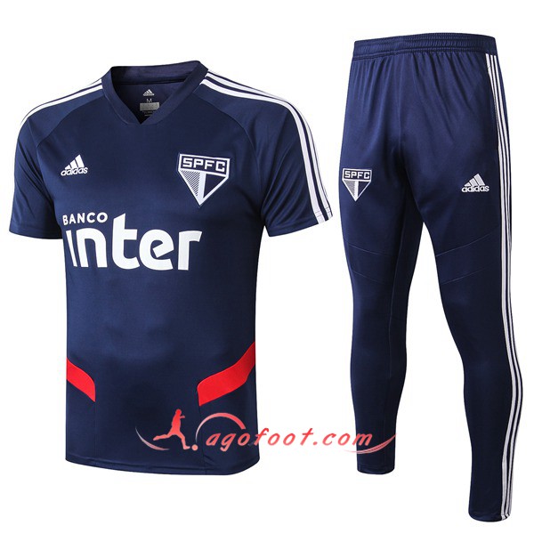 Training T-Shirts Sao Paulo FC + Pantalon Bleu 19/20