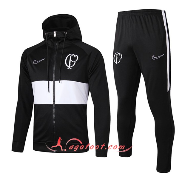 Ensemble Veste A Capuche Survetement Foot Corinthians Noir 19/20