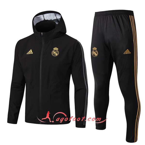 Ensemble Veste A Capuche Survetement Foot Real Madrid Noir 19/20