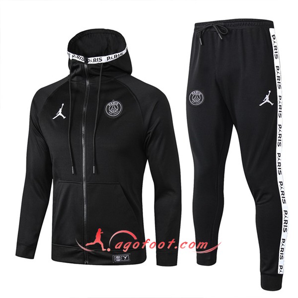 Ensemble Veste A Capuche Survetement Foot PSG Jordan Noir 19/20