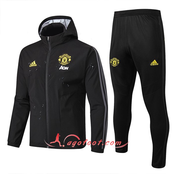 Ensemble Coupe-Vent Survetement Foot Manchester United Noir 19/20