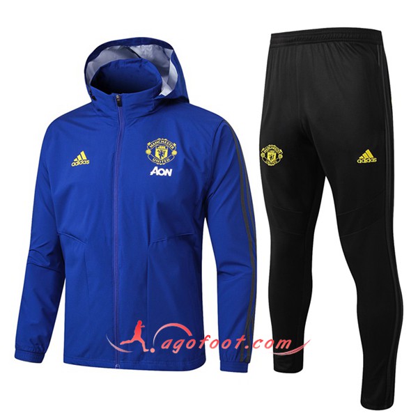 Ensemble Coupe-Vent Survetement Foot Manchester United Bleu 19/20
