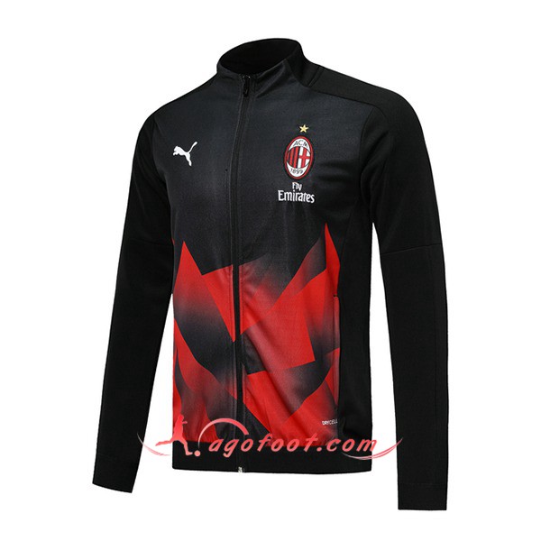 Nouveau Veste Foot Milan AC Noir Rouge 19/20