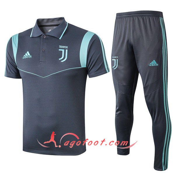 Ensemble Polo Juventus + Pantalon Bleu Vert 19/20