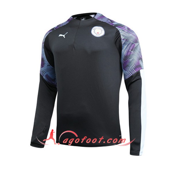 Nouveau Training Sweatshirt Manchester City Noir Pourpre 19/20