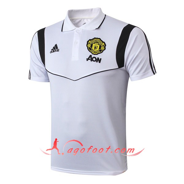 Polo Foot Manchester United Blanc Noir 19/20