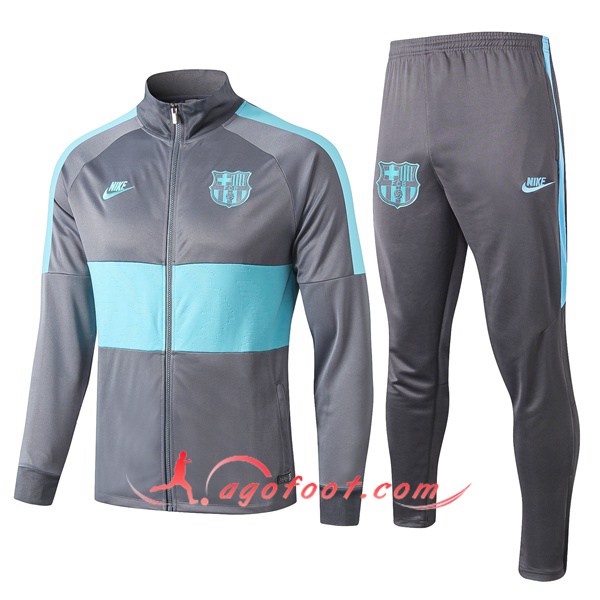 Ensemble Survetement Foot - Veste FC Barcelone Vert Gris Clair 19/20