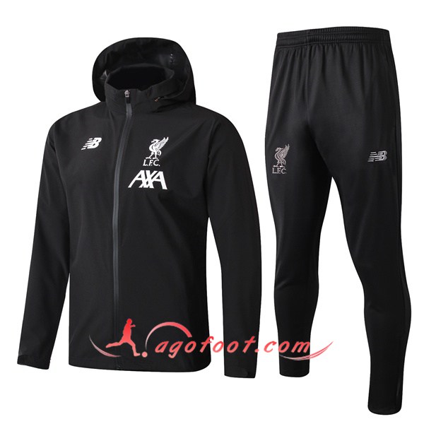 Ensemble Coupe-Vent Survetement Foot FC Liverpool Noir 19/20