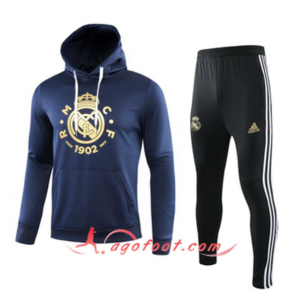 Ensemble Veste A Capuche Survetement Foot Real Madrid Noir 19/20