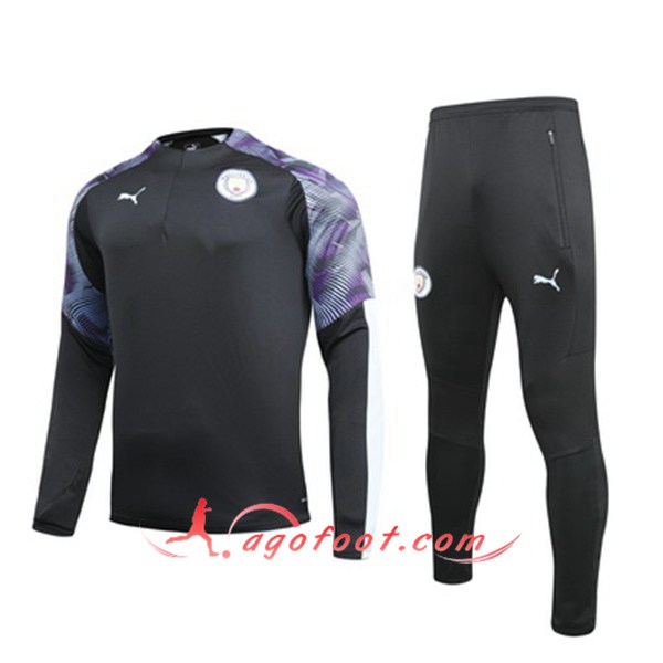Ensemble Survetement Foot Manchester City Noir Pourpre 19/20