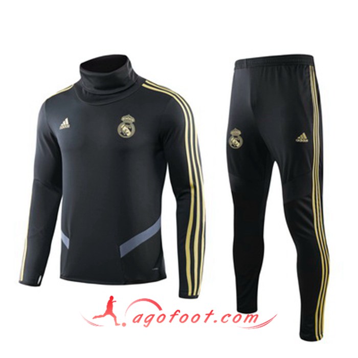 Nouveaux Ensemble Survetement Foot Real Madrid Noir 19 20