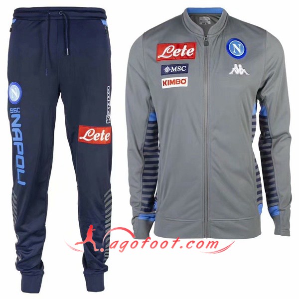 Ensemble Survetement Foot - Veste SSC Naples Gris 19/20