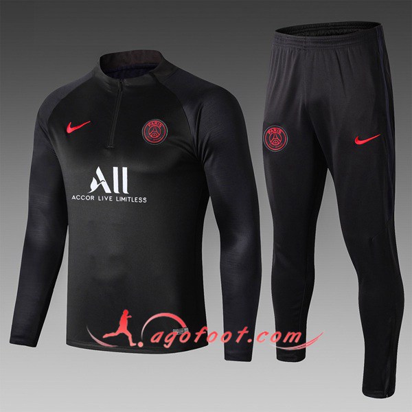 Nouveau Survetement De Foot PSG All Enfant Noir 19/20
