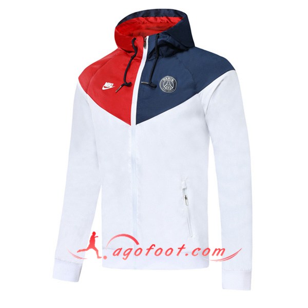 Nouveau Coupe Vent PSG Blanc Rouge Bleu Fonce 19/20