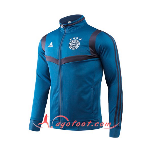 Nouveau Veste Foot Bayern Munich Bleu Royal Col haut 19/20