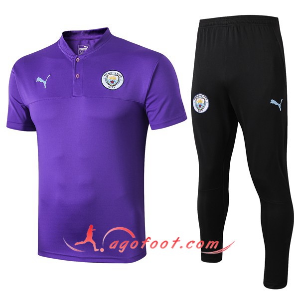 Ensemble Polo Manchester City + Pantalon Pourpre 19/20