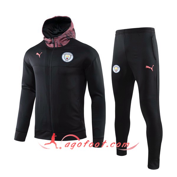 Ensemble Veste A Capuche Survetement Foot Manchester City Noir 19/20