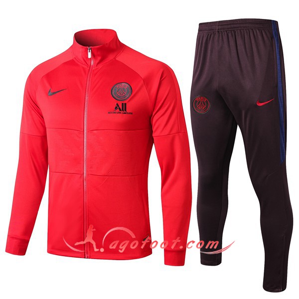 Ensemble Survetement Foot - Veste Paris PSG NIKE ALL Rouge 19/20