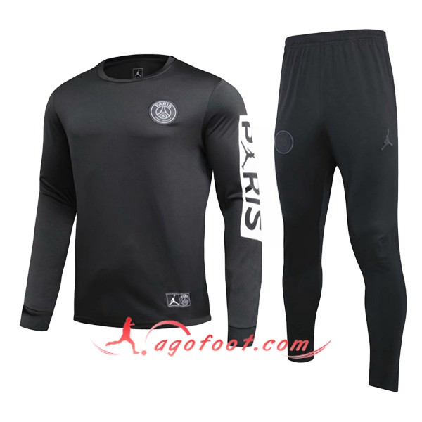 Nouveau Survetement de Foot Paris PSG Enfant Noir 19/20