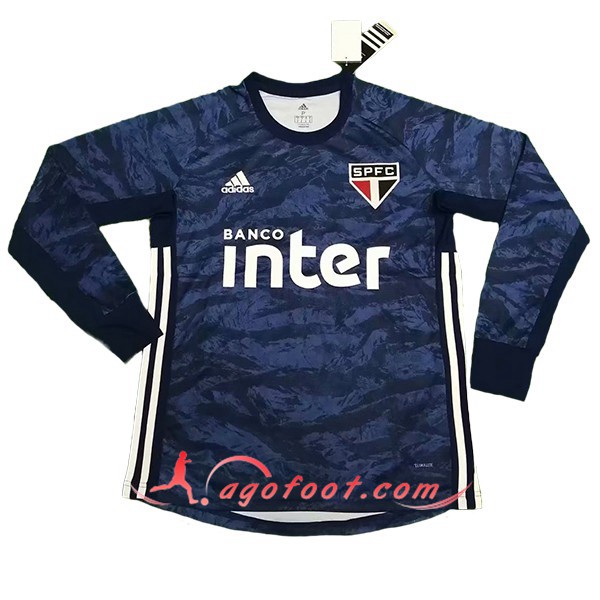 Maillot Foot Sao Paulo FC Gardien de but Manche longue Bleu Fonce Personnalisé Floqué 19/20