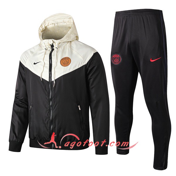 Ensemble Coupe-Vent Survetement Foot PSG NIKE Jaune Noir 19/20