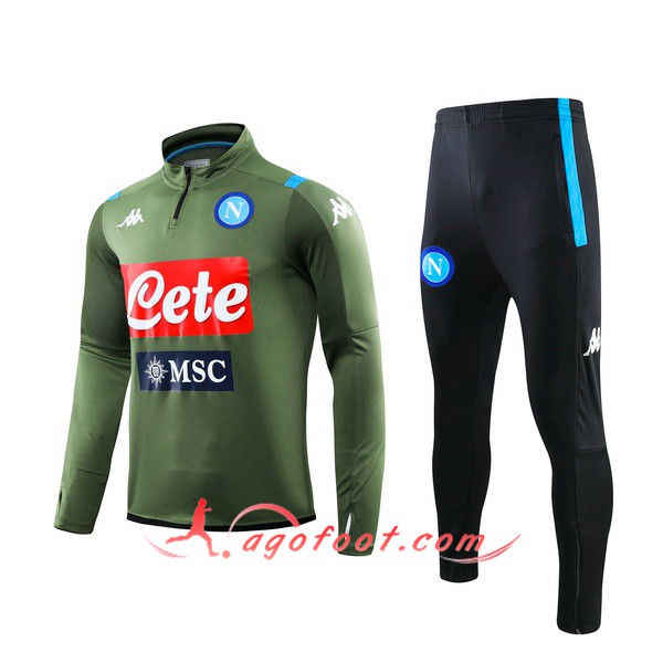 Ensemble Survetement de Foot SSC Naples Vert Fonce 19/20