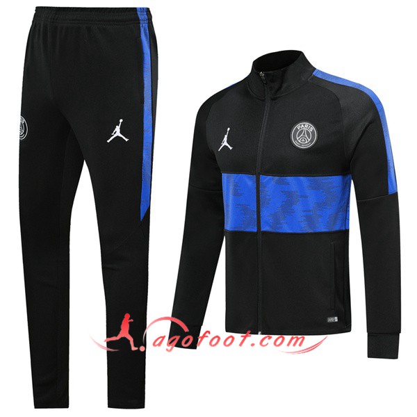Ensemble Survetement de Foot - Veste PSG Jordan Noir Bleu 19/20