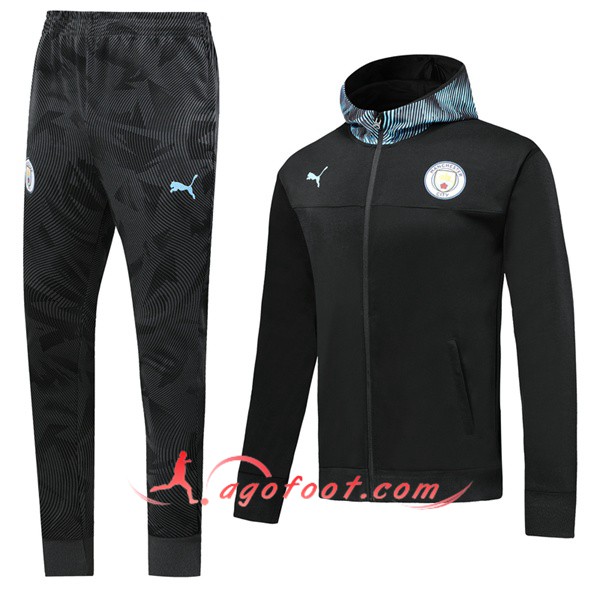 Ensemble Veste A Capuche Survetement Foot Manchester City Noir 19/20
