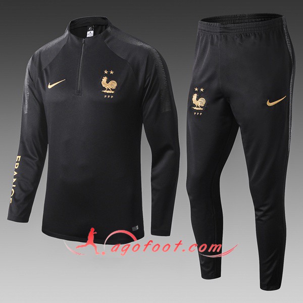 Nouveau Survetement de Foot France Enfant Noir 19/20
