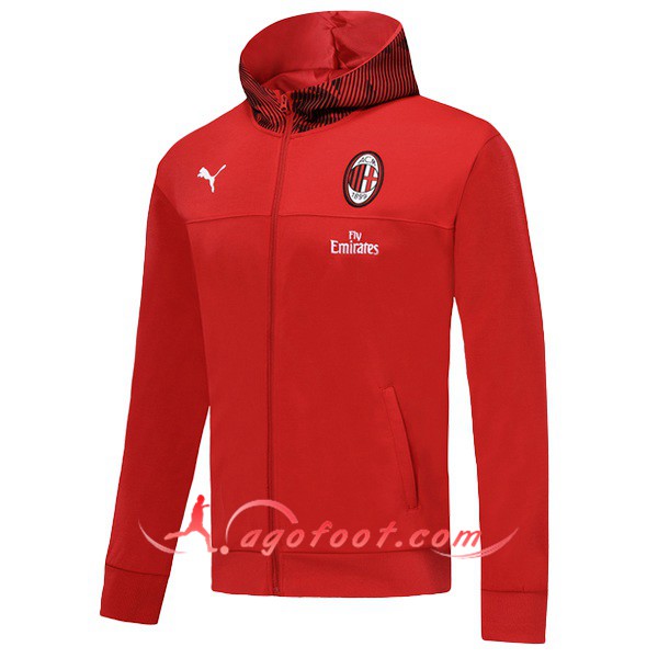 Nouveau Veste A Capuche Milan AC Rouge 19/20