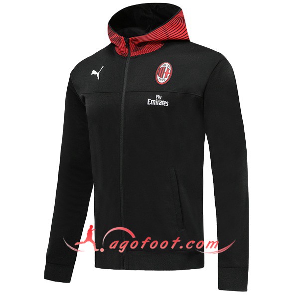 Nouveau Veste A Capuche Milan AC Noir 19/20