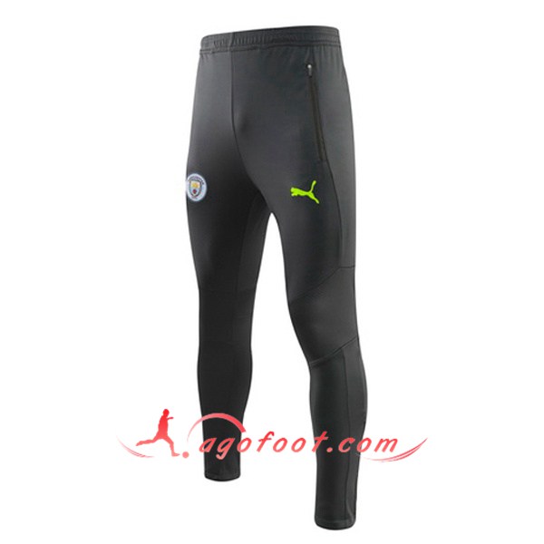 Nouveau Training Pantalon Manchester City Noir Vert Fluo LOGO 19/20