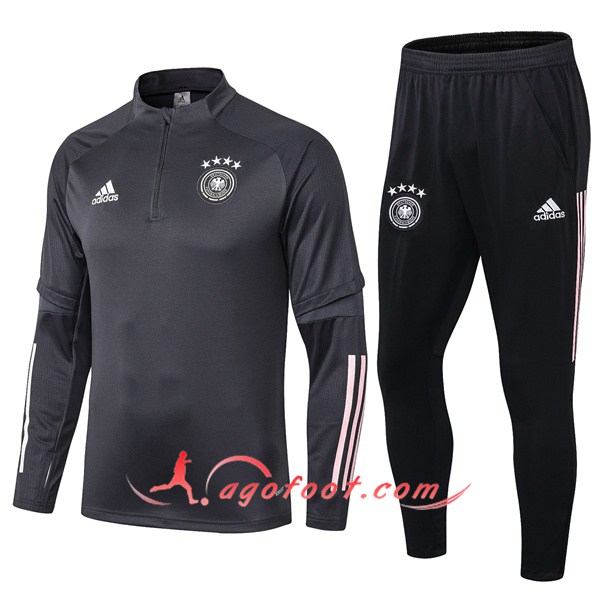 Ensemble Survetement de Foot Allemagne Gris Fonce 19/20
