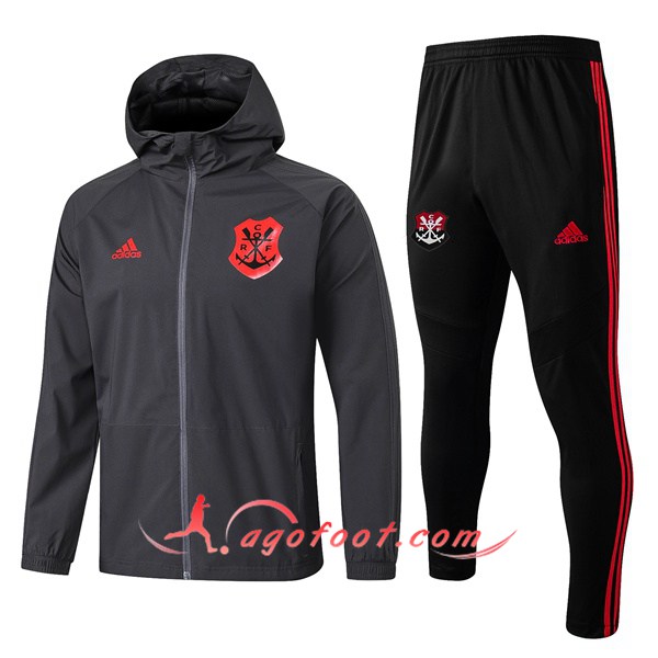Ensemble Coupe-Vent Survetement Foot Flamengo Noir Rouge 19/20