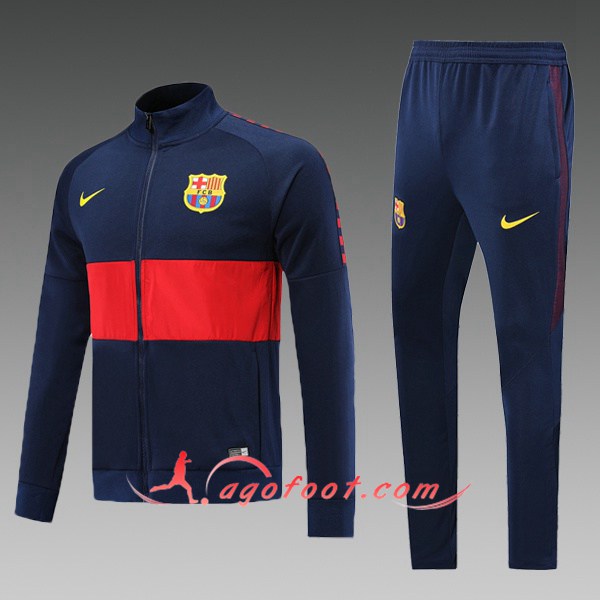 Nouveau Survetement Foot - Veste FC Barcelone Enfant Bleu Saphir Rouge 19/20