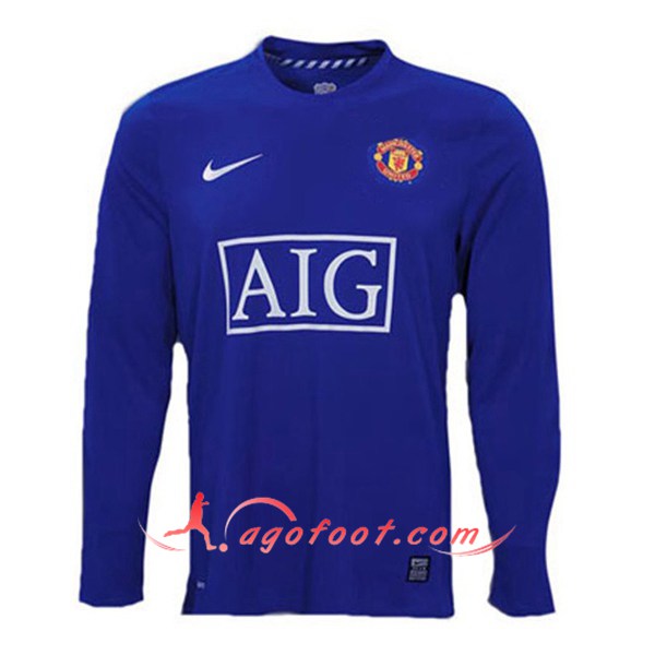 Maillot Retro Manchester United Manches longues Exterieur 2007/2008