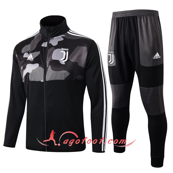 Ensemble Survetement de Foot - Veste Juventus Noir Col Haut 19/20