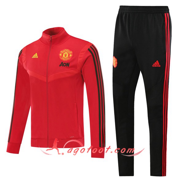 Ensemble Survetement de Foot - Veste Manchester United Rouge 19/20