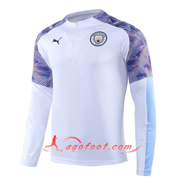 Nouveau Training Sweatshirt Manchester City Blanc Pourpre 19/20