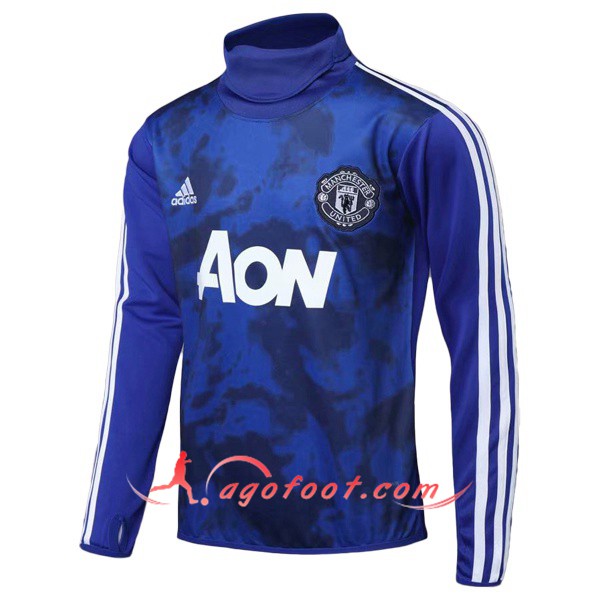 Nouveau Training Sweatshirt Manchester United Bleu Col haut 19/20