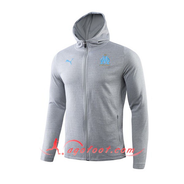 Nouveau Training Sweatshirt Capuche Marseille OM Gris 19/20