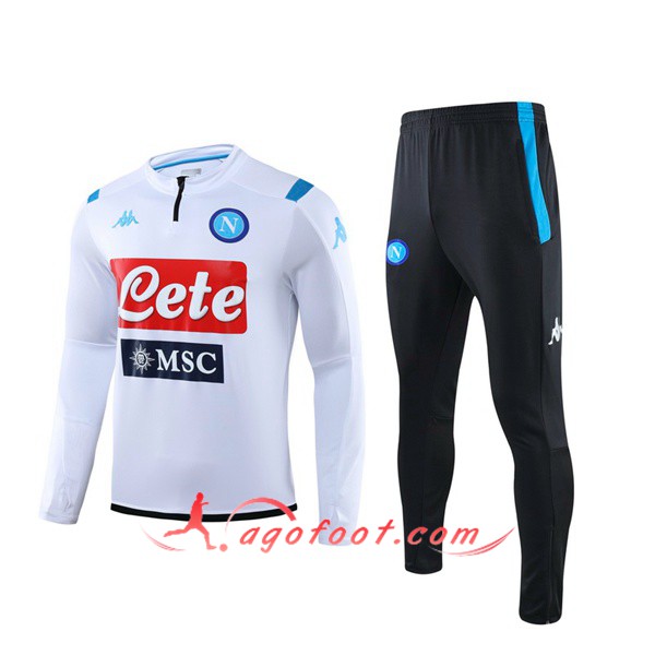 Ensemble Survetement de Foot SSC Naples Blanc 19/20