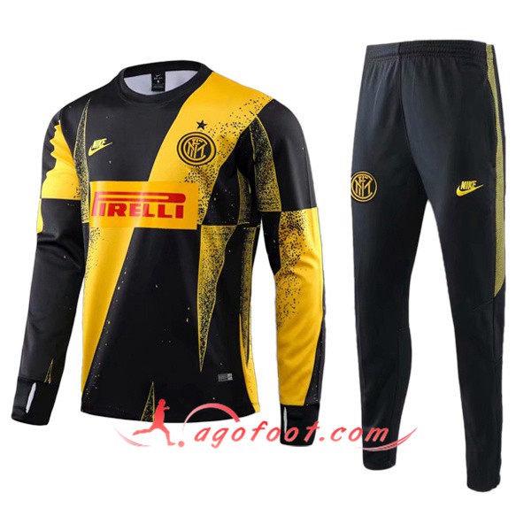 Ensemble Survetement de Foot Inter Milan Orange Noir 19/20