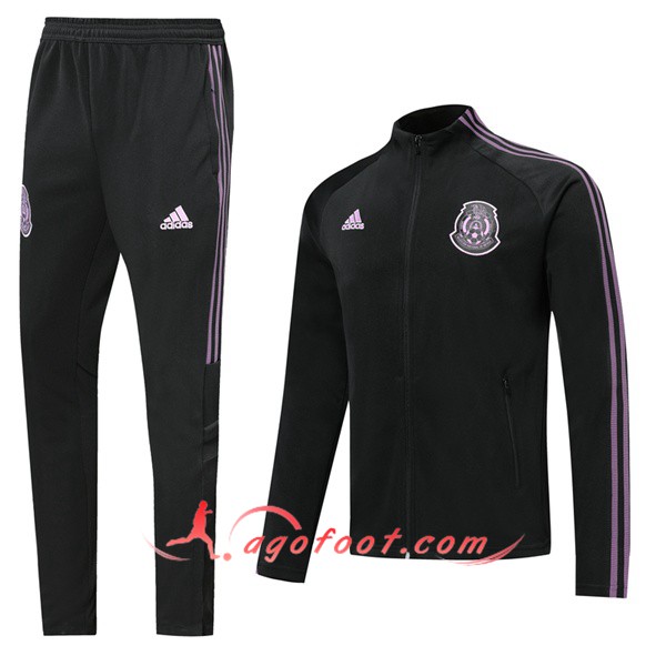 Ensemble Survetement de Foot - Veste Mexique Noir Pourpre 19/20
