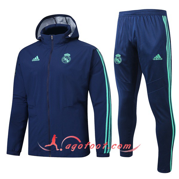 Ensemble Coupe-Vent Survetement Foot Real Madrid Bleu Saphir 19/20